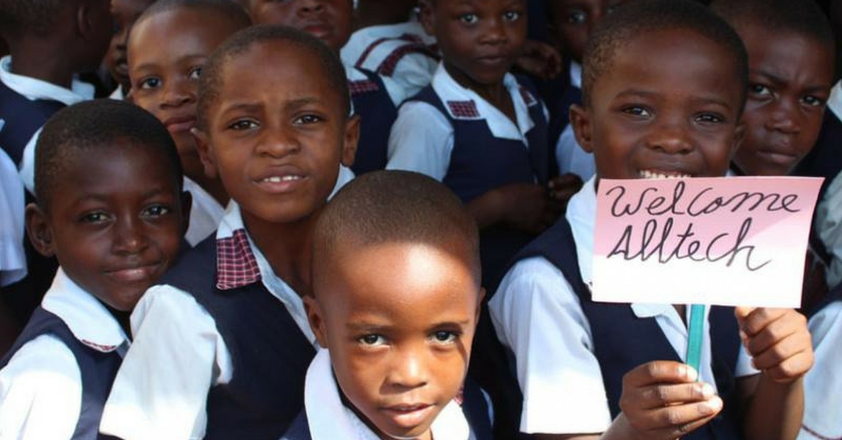 Haitian children welcome visitors to their school, which is funded through the Alltech Sustainable Haiti Program.