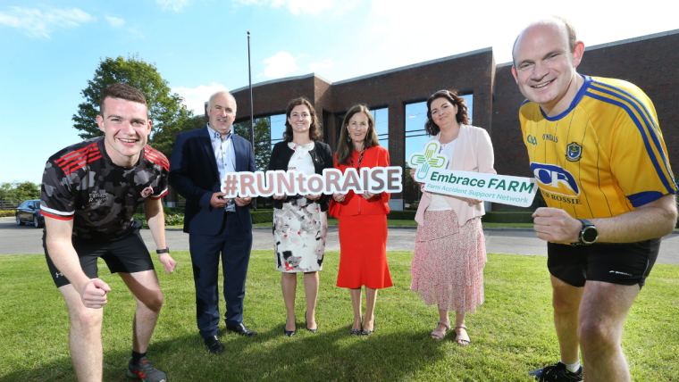 (From left to right): Niall Brennan, Alltech; Brian Rohan, Embrace FARM; Maria Walsh, Alltech; Mrs. Deirdre Lyons, Alltech; Norma Rohan, Embrace FARM and Cathal McCormack, Alltech pictured at the launch of the Run2Raise obstacle challenge initiative in aid of Embrace FARM. Alltech Ireland are inviting Ireland’s agricultural community to get involved and help to raise €15,000 for Embrace FARM. 