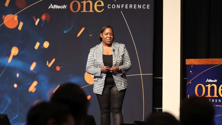 Colene Elridge speaking in the Stay Curious track at the 2022 Alltech ONE Conference