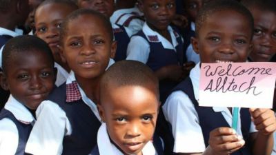 Haitian children welcome visitors to their school, which is funded through the Alltech Sustainable Haiti Program.